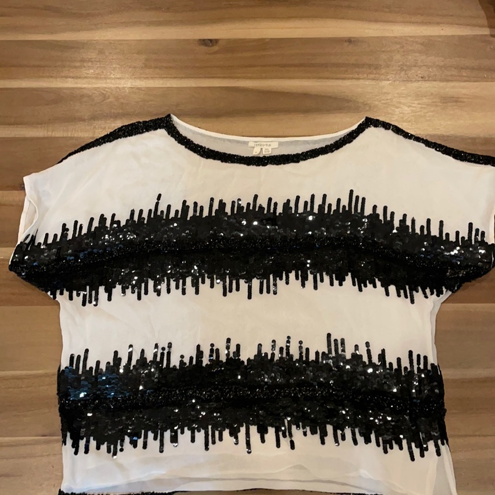 Renzo and Kai black and white sequin top